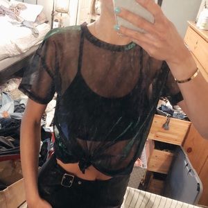 Silence + Noise mesh metallic tee